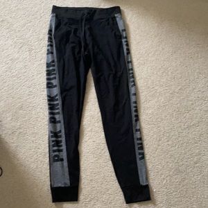 Pink brand black joggers